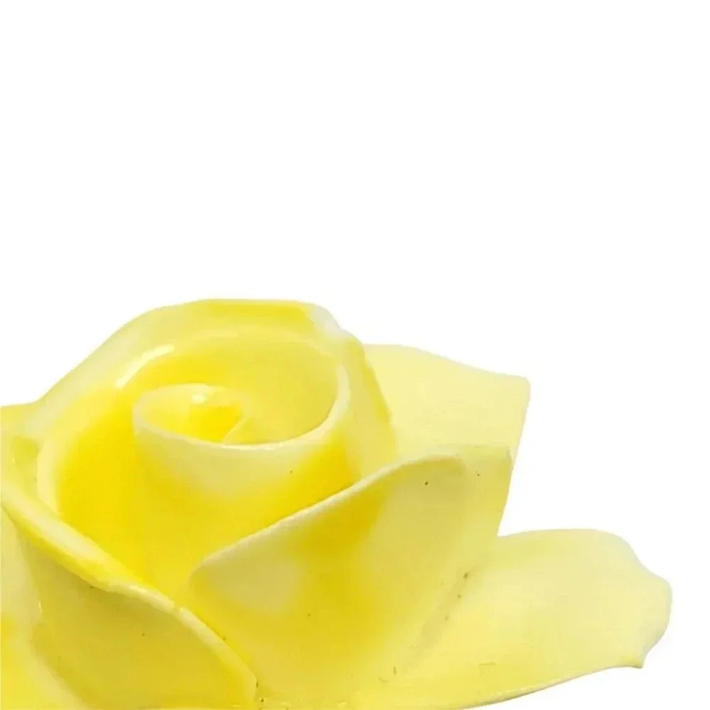 Yellow Porcelain Large Rose Flower Made In England Brooch Vintage - Picture 3 of 4